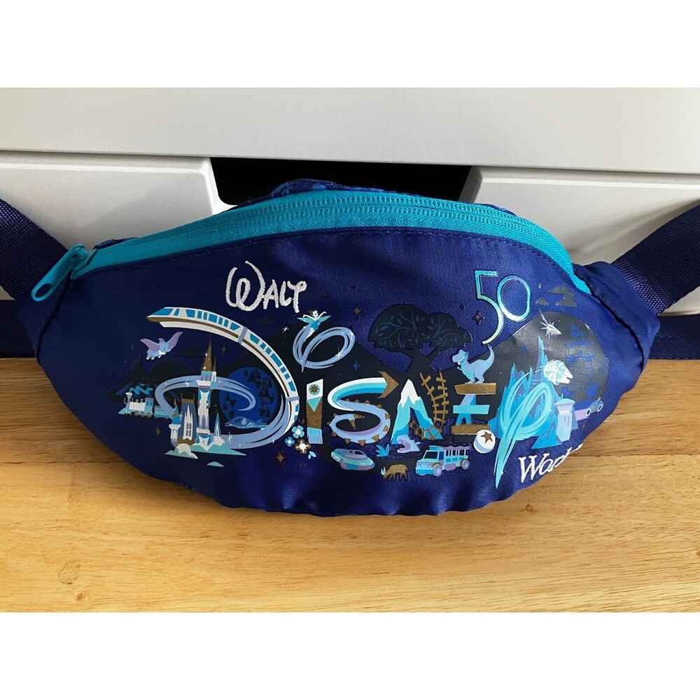 Walt Disney World 50th Anniversary Fanny Pack Hip Pack Belt Bag 4 Parks Icons